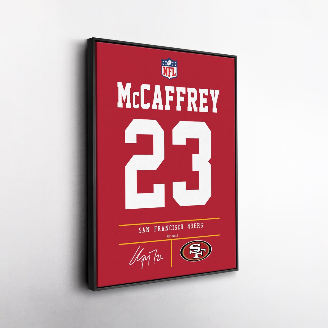 Christian Mccaffrey San Francisco 49ers Jersey Art, NFL Wall Decor ...
