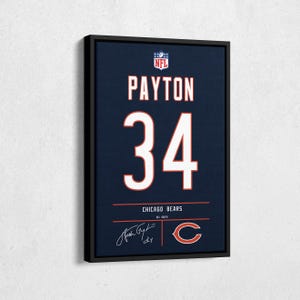 Walter Payton Jersey Art Chicago Bears NFL Wall Art Home Decor Hand Made Poster Canvas Print