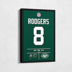 Aaron Rodgers Jersey Art  New York Jets NFL Wall Art Home Decor Hand Made Poster Canvas Print