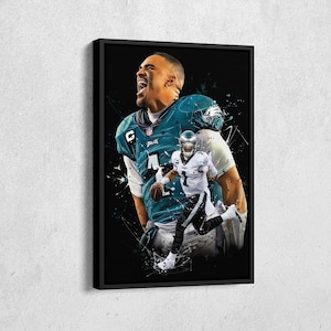 Jalen Hurts Poster Philadelphia Eagles NFL Artwork Framed Poster Wall Art Canvas Print Home Decor