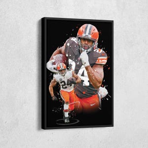 Nick Chubb Poster Cleveland Browns NFL Artwork Framed Poster Wall Art Canvas Print Home Decor