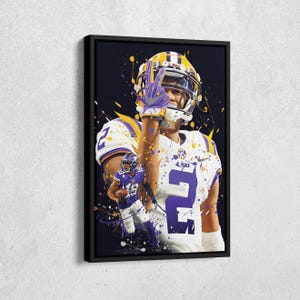 Justin Jefferson Poster Minnesota Vikings NFL Artwork Framed Poster Wall Art Canvas Print Home Decor