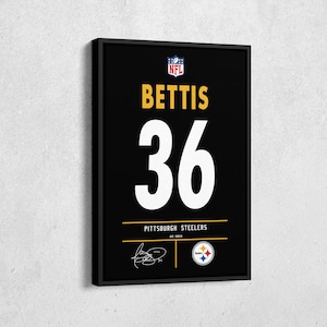 Jerome Bettis Pittsburgh Steelers Jersey Art, NFL Wall Decor, Framed Poster, Canvas Print, Football Fan Decor, Sports Home Decor