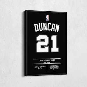 Tim Duncan Jersey Art San Antonio Spurs NBA Wall Art Home Decor Hand Made Poster Canvas Print