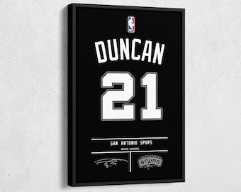 Tim Duncan Jersey Art San Antonio Spurs NBA Wall Art Home Decor Hand Made Poster Canvas Print