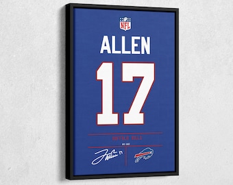 Josh Allen Jersey Art Buffalo Bills NFL Wall Art Home Decor Hand Made Poster Canvas Print