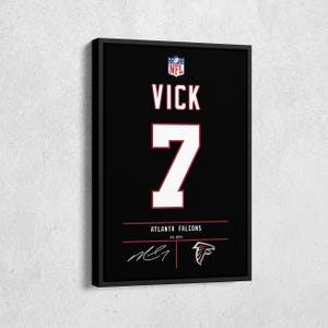 Michael Vick Atlanta Falcons Jersey Art, NFL Wall Decor, Framed Poster, Canvas Print, Football Fan Decor, Sports Home Decor