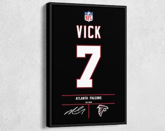 Michael Vick Atlanta Falcons Jersey Art, NFL Wall Decor, Framed Poster, Canvas Print, Football Fan Decor, Sports Home Decor