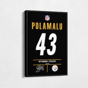 Troy Polamalu Jersey Art Pittsburgh Steelers NFL Wall Art Home Decor Hand Made Poster Canvas Print