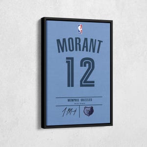 Ja Morant Jersey Art Memphis Grizzlies NBA Wall Art Home Decor Hand Made Poster Canvas Print