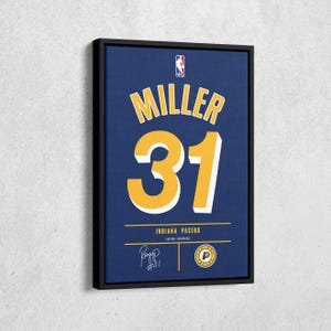 Reggie Miller Jersey Art Indiana Pacers NBA Wall Art Home Decor Hand Made Poster Canvas Print