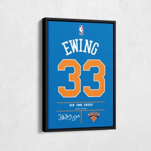 Patrick Ewing Jersey Art New York Knicks NBA Wall Art Home Decor Hand Made Poster Canvas Print