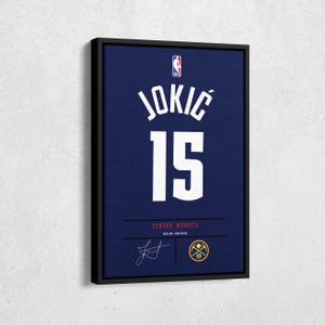 Nikola Jokic Jersey Art Denver Nuggets NBA Wall Art Home Decor Hand Made Poster Canvas Print