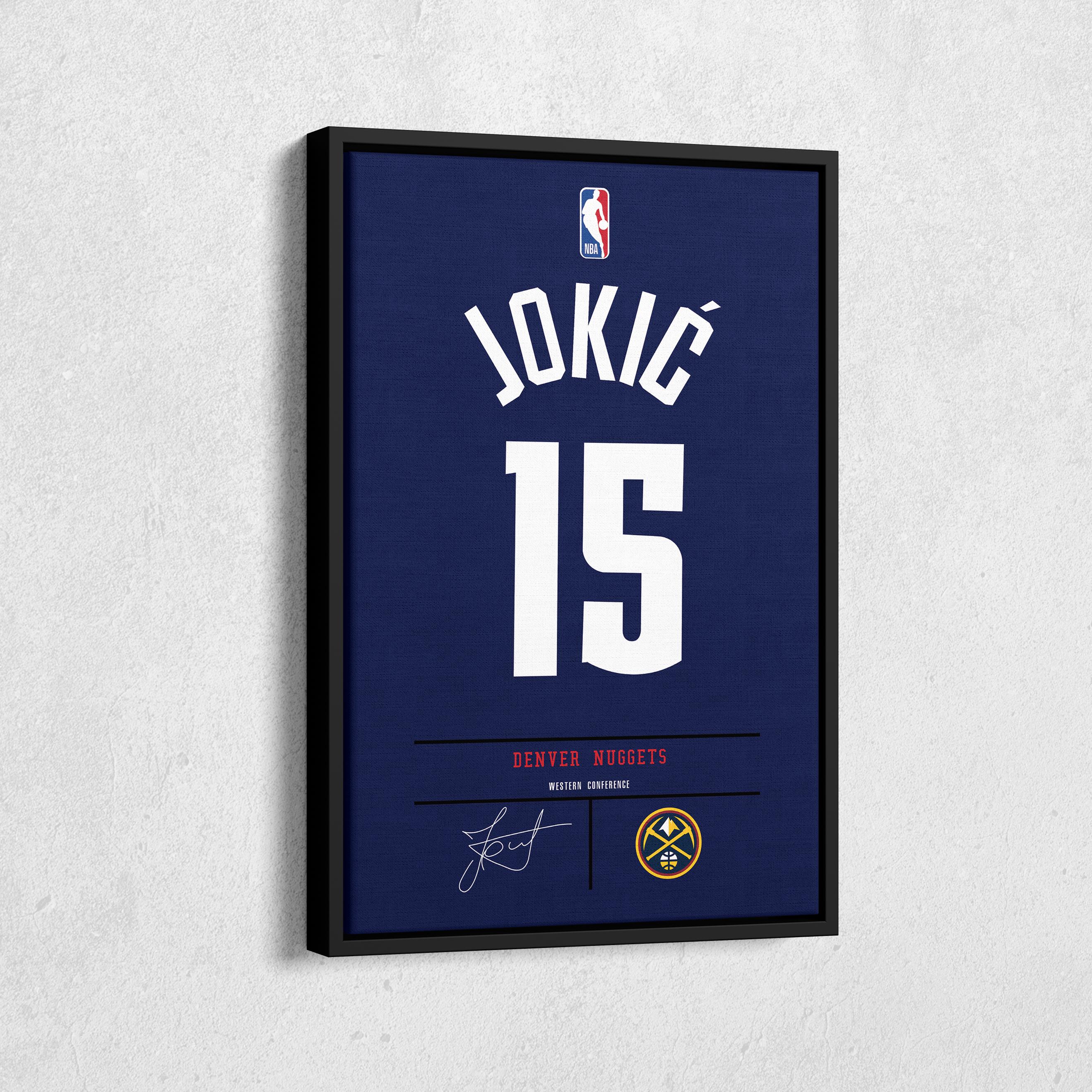 Nikola Jokic Jersey Art Denver Nuggets NBA Wall Art Home Decor Hand Made Poster Canvas Print