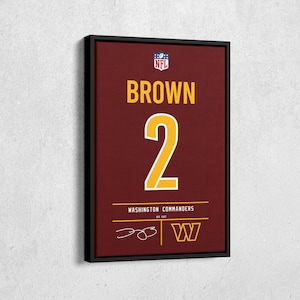 Dyami Brown Washington Commanders Jersey Art, NFL Wall Decor, Framed Poster, Canvas Print, Football Fan Decor, Sports Home Decor