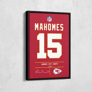 Patrick Mahomes Jersey Art Kansas City Chiefs NFL Wall Art Home Decor Hand Made Poster Canvas Print