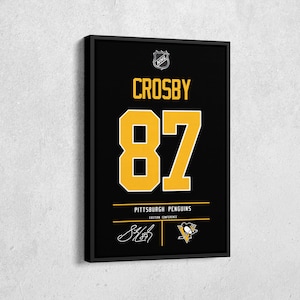 Sidney Crosby Jersey Art Pittsburgh Penguins NHL Wall Art Home Decor Hand Made Poster Canvas Print
