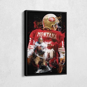 Joe Montana Poster San Francisco 49ers NFL Artwork Framed Wall Art Canvas Print Home Decor