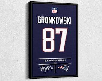 Rob Gronkowski Jersey Art New England Patriots NFL Wall Art Home Decor Hand Made Poster Canvas Print