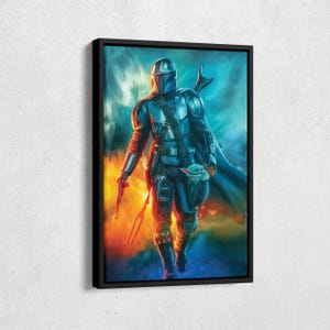 The Mandalorian Grogu Poster Painting Star Wars Wall Art Home Decor Hand Made Poster Canvas Print