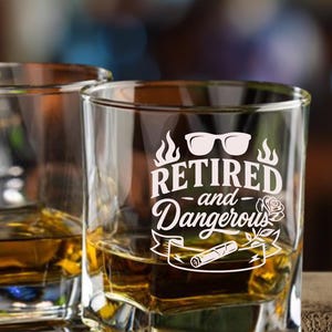 Personalised Square Whiskey Glass Laser Engraved Retirement Gift for Dad | Custom Keepsake, Leaving Gift