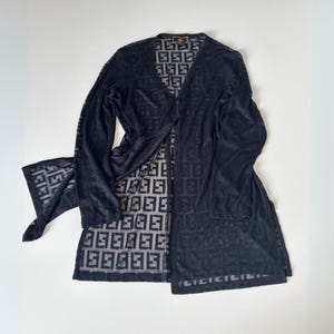 Vintage Fendi Sheer Knit Cardigan: FF Logo Monogram, Made in Italy, Size M