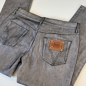 Vintage D&G Dolce Gabbana Jeans Women Size 28 Grey Textured Denim Pants Made in Italy Designer Rare Y2K