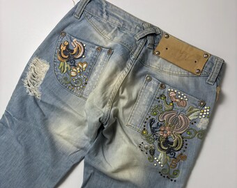Vintage Just Cavalli Floral Jeans: Y2K Bootcut Denim, Made in