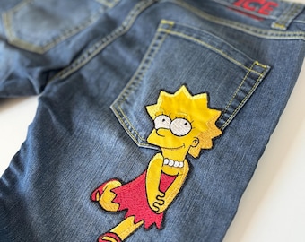 Vintage Iceberg Jeans: Lisa Simpson Patch, Y2K Low Rise Denim