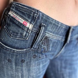 Vintage Diesel Matic Low Rise Jeans: Floral Embroidered Stretch Denim