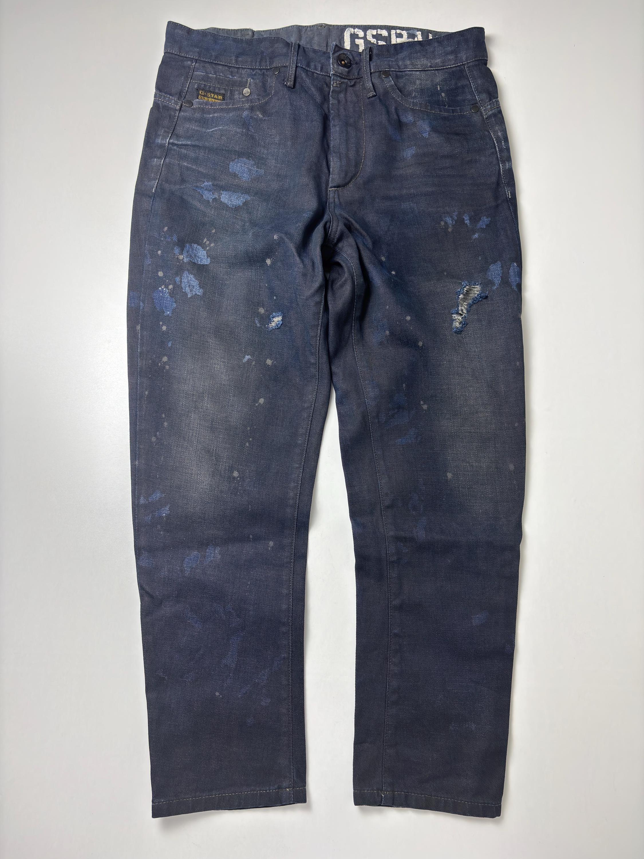 G-star RAW Distressed Paint Splatter Jeans: Cinch Back Vintage