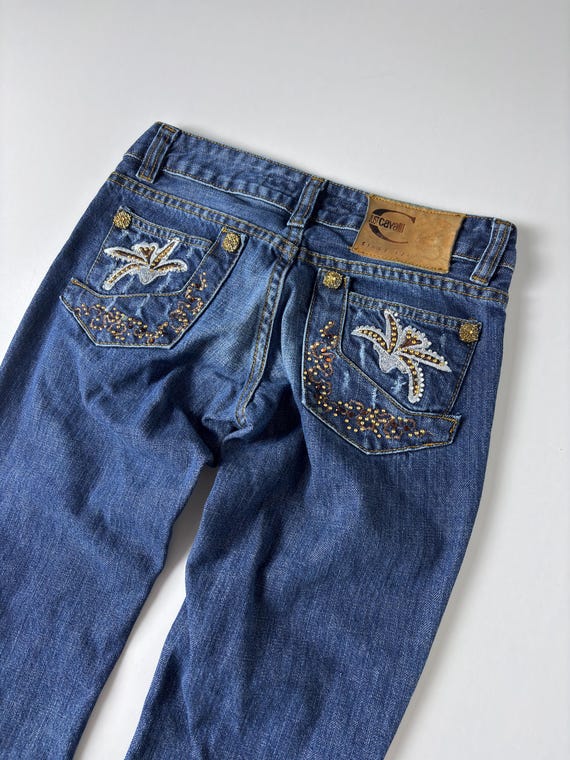 Vintage Just Cavalli Capri Jeans: Embroidered Y2K Rhinestone Denim