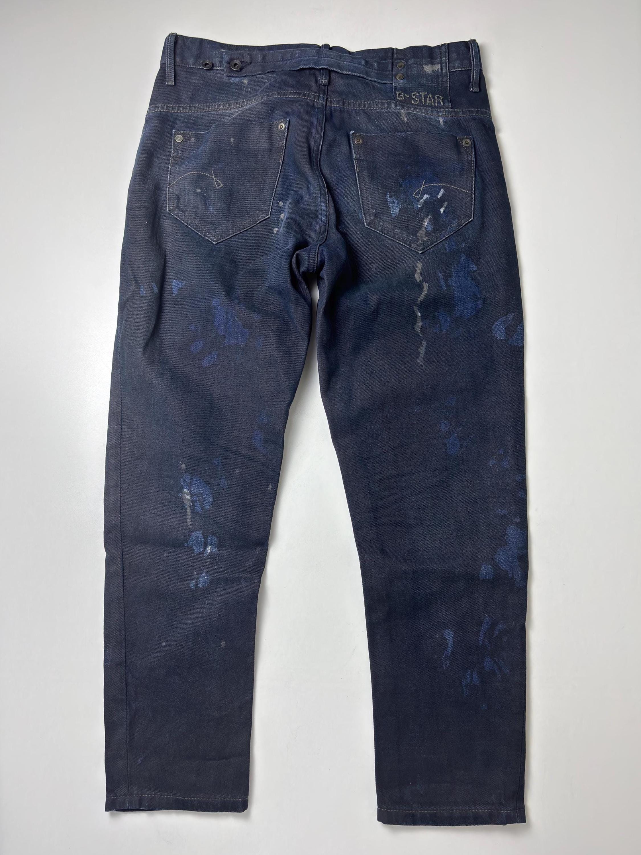 G-star RAW Distressed Paint Splatter Jeans: Cinch Back Vintage