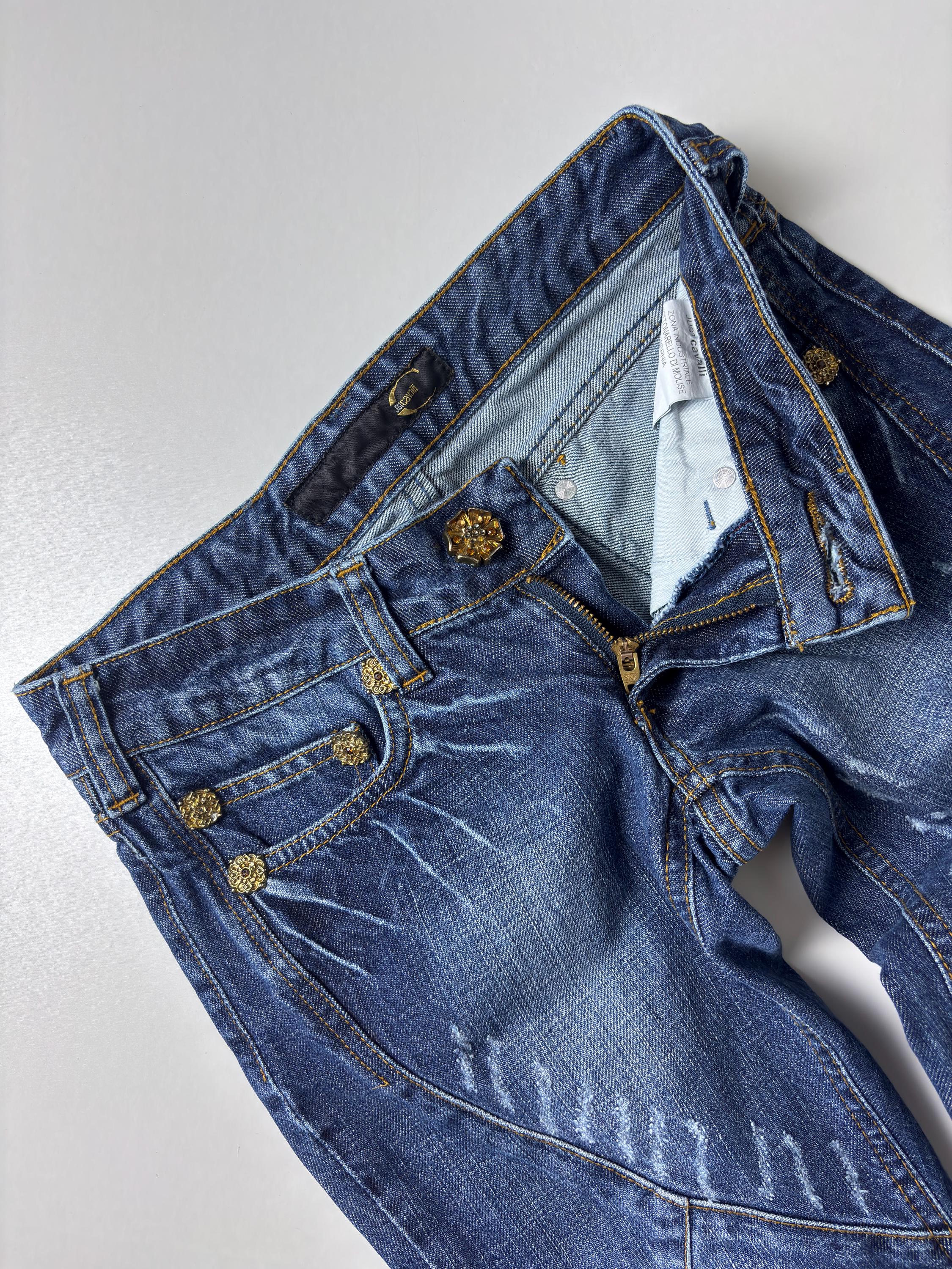Vintage Just Cavalli Capri Jeans: Embroidered Y2K Rhinestone Denim
