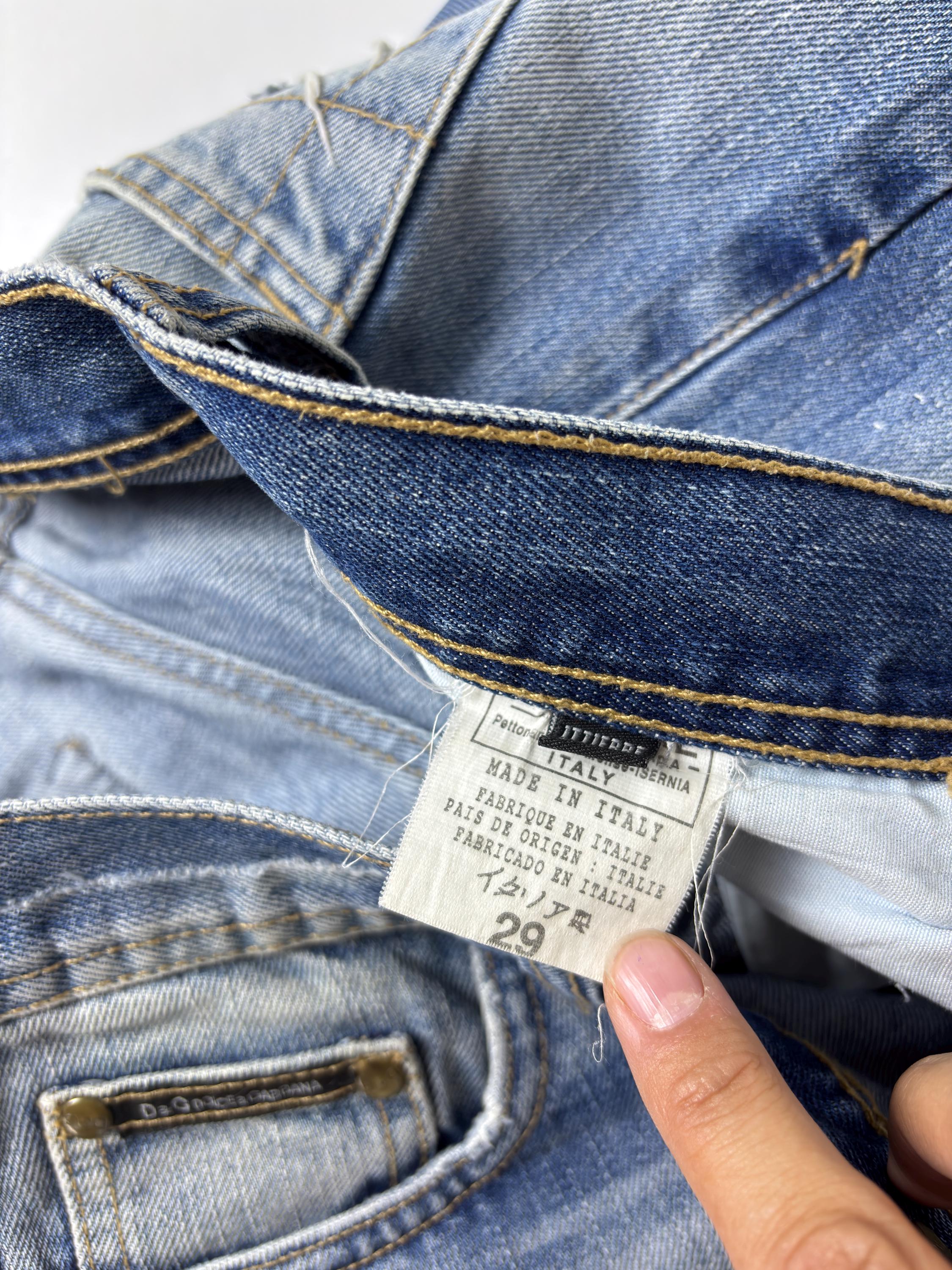 D&G Dolce Gabbana Distressed Bootcut Jeans: Y2K Red Ampersand 