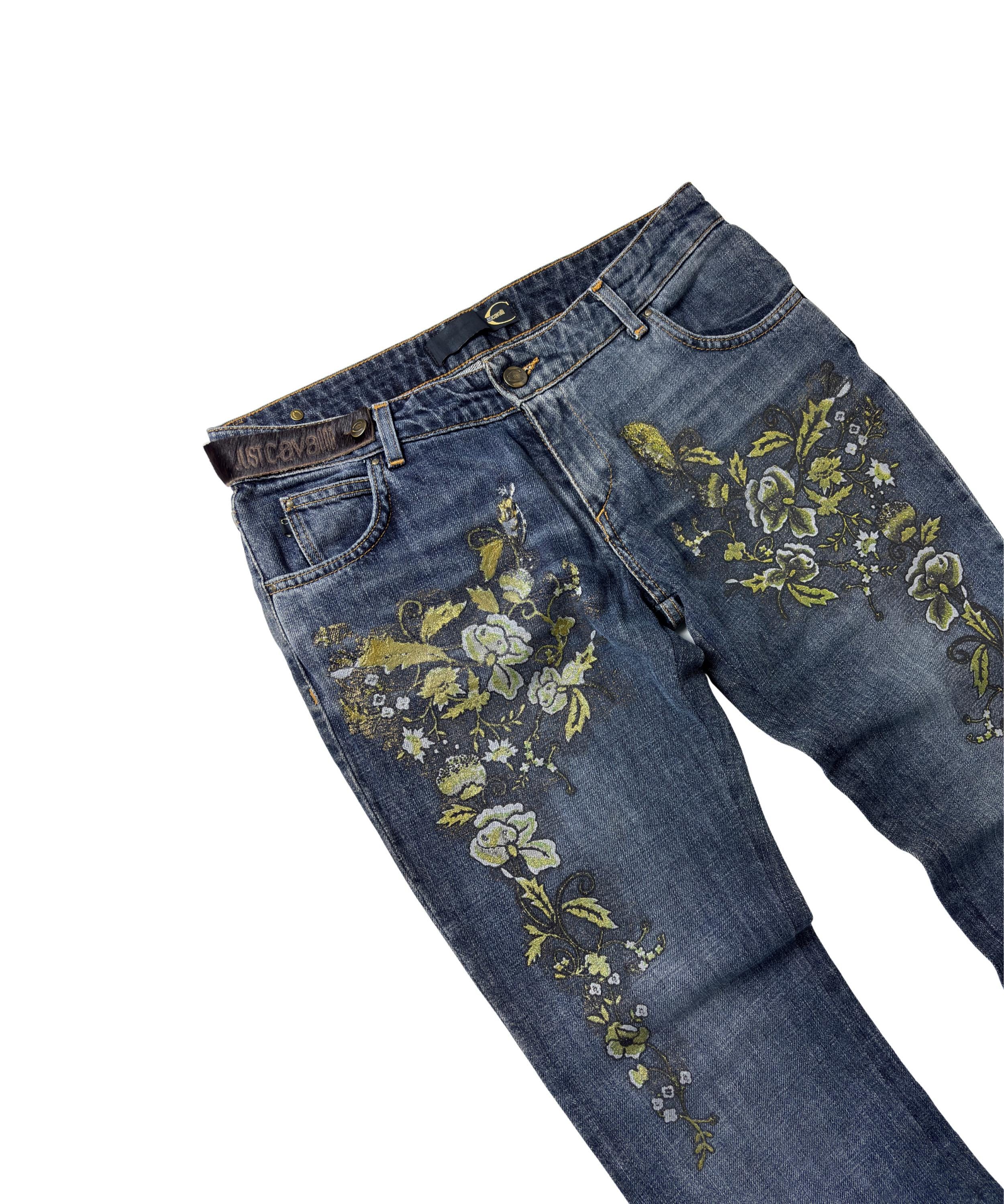 Vintage Just Cavalli Floral Jeans: Y2K Bootcut Denim, Made in