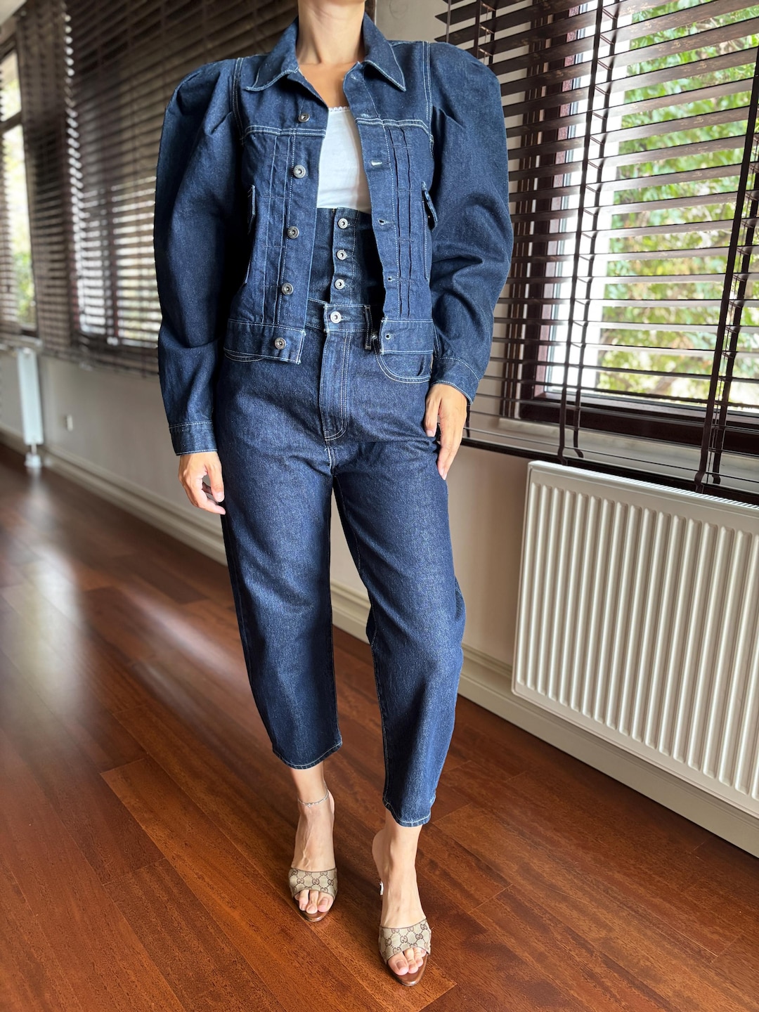 Levi's Made & Crafted Denim Jacket, Puff Sleeve Cropped Trucker