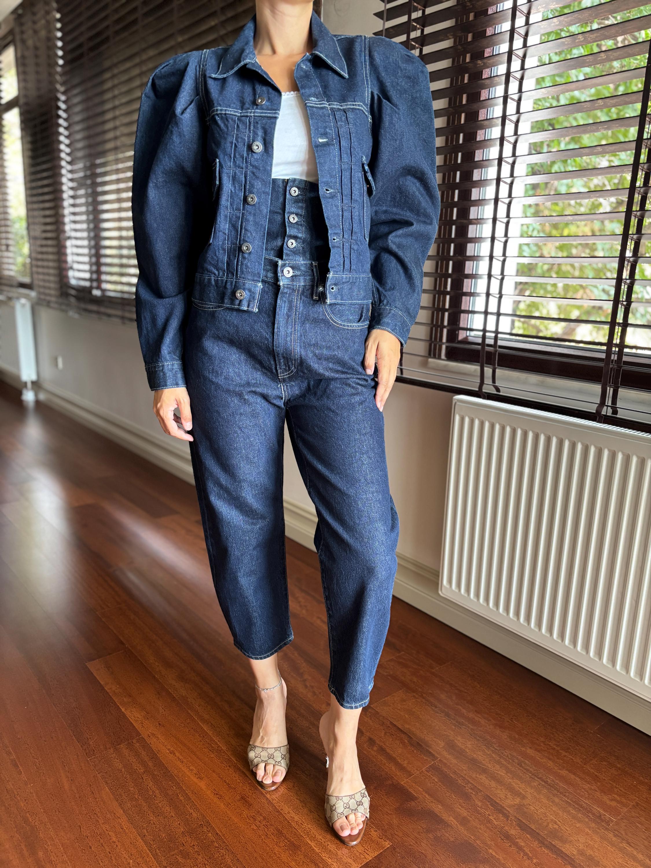 Puff Sleeve Cropped Denim Jacket - Etsy