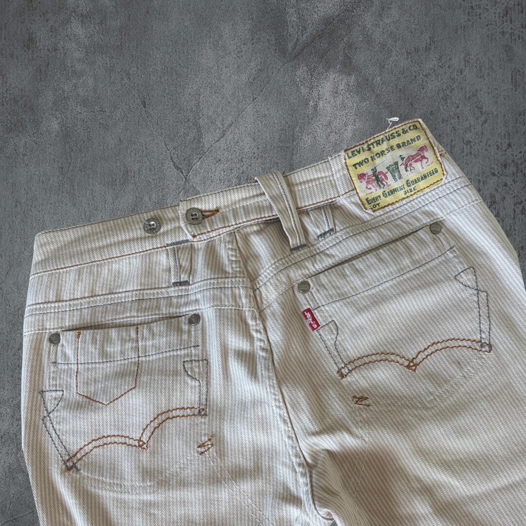 Vintage Levi's Striped Workwear Jeans: Cinch Back, Button Fly, Red