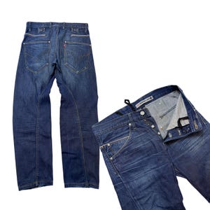 Vaqueros Levi's Engineered de pierna torcida, vaqueros vintage Y2K, cierre de botones, costura ergonómica, ajuste Levi Engineered, vaqueros coleccionables raros, talla 31x32