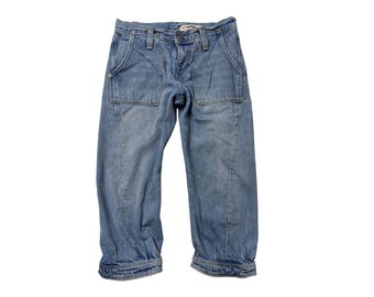Vintage Levi's Engineered Jeans White Denim Utility Cinch Buckle