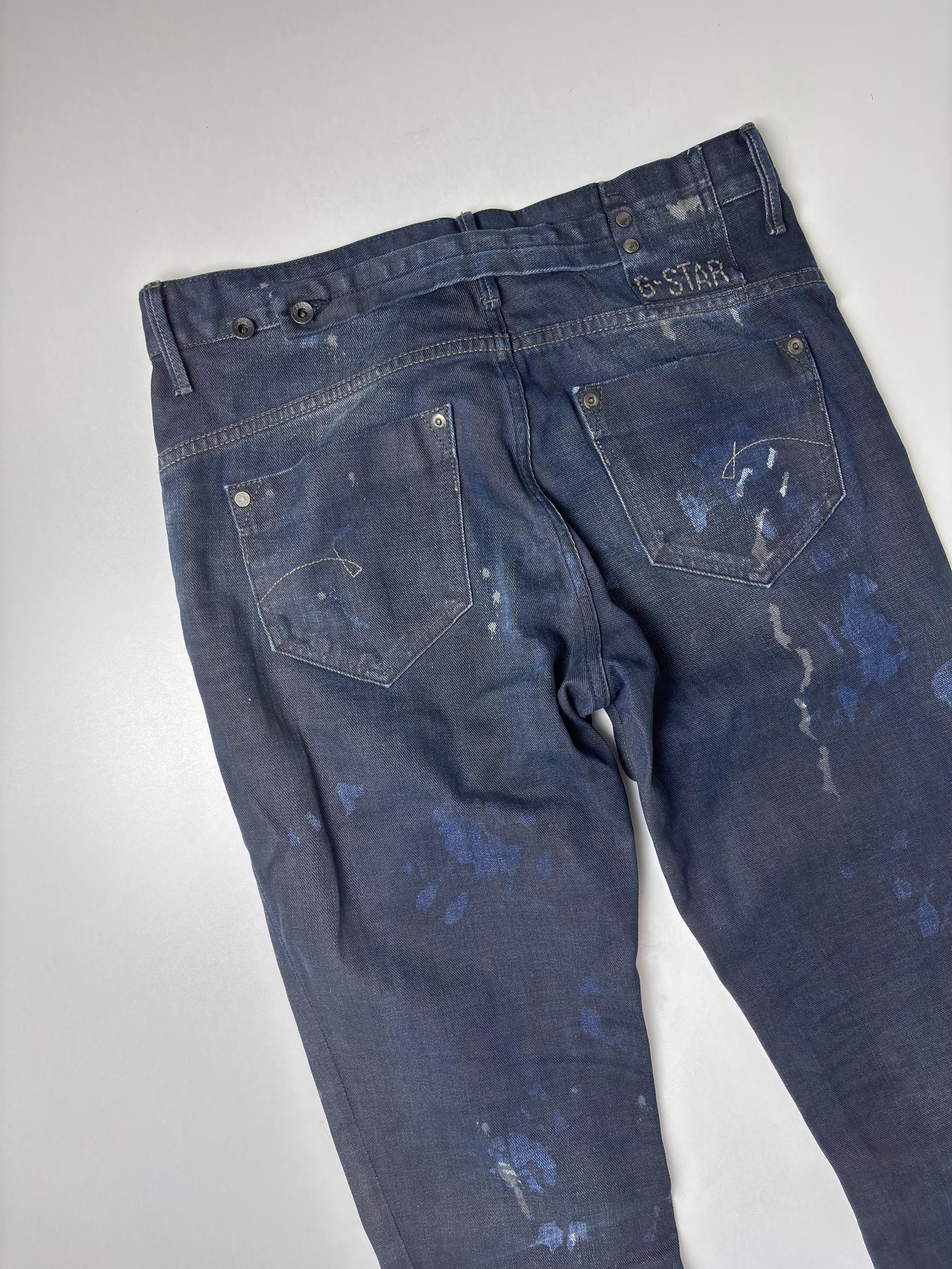 パンツ G-star raw coating denim pants archive G-star RAW Distressed Paint Splatter Jeans: Cinch Back Vintage