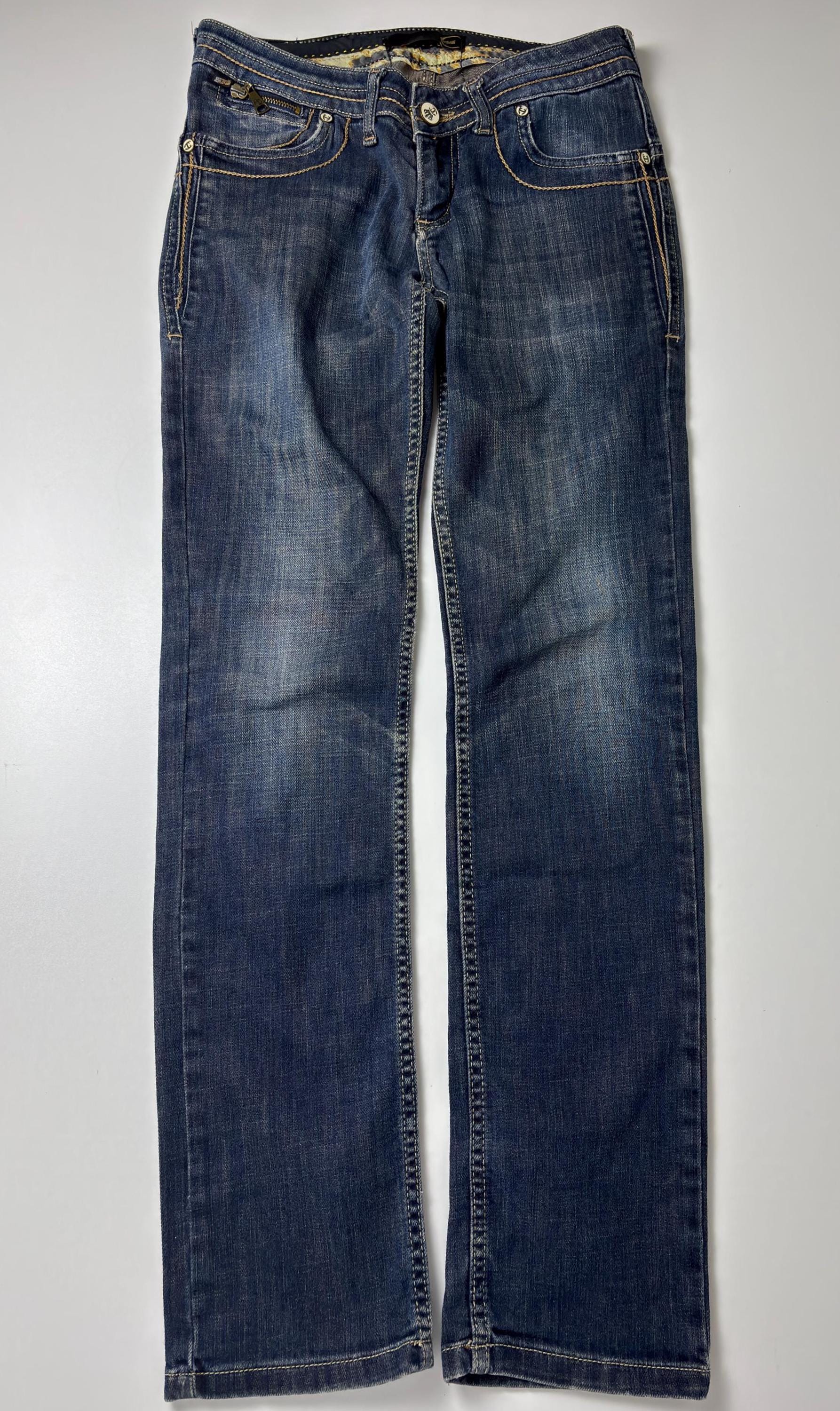 Roberto Cavalli ストレートデニム Y2K イタリア製 Roberto Cavalli Vintage Jeans: Italian Y2K Distressed Denim