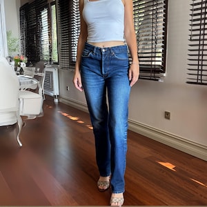 Vintage Levi&#39;s 501 Jeans W34 L34 - Made in USA - Distressed Hem & Buttonholes - 90s Early 2000s Classic High Rise Straight Fit Denim