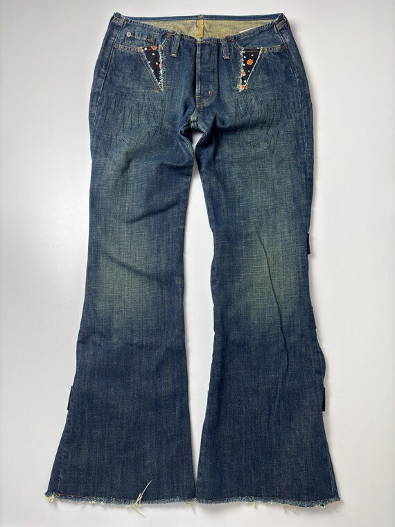 Replay Y2K Patchwork Flared Jeans: Rare Vintage D… - image 5