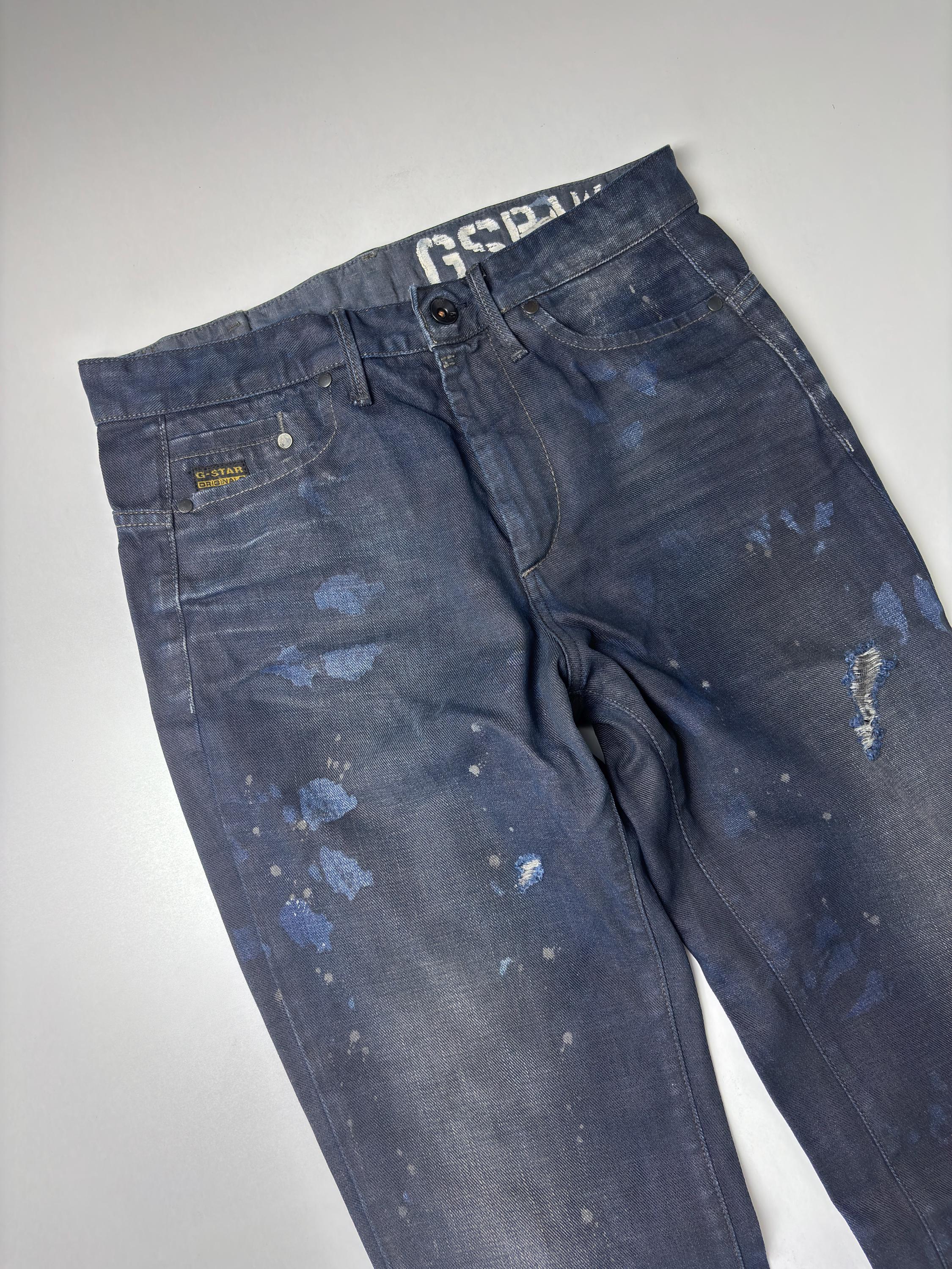 G-star RAW Distressed Paint Splatter Jeans: Cinch Back Vintage
