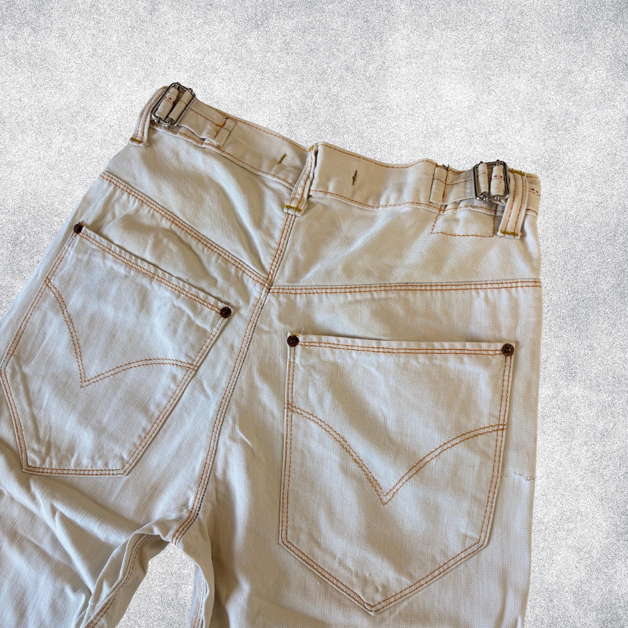 Vintage Levi's Engineered Jeans White Denim Utility Cinch Buckle