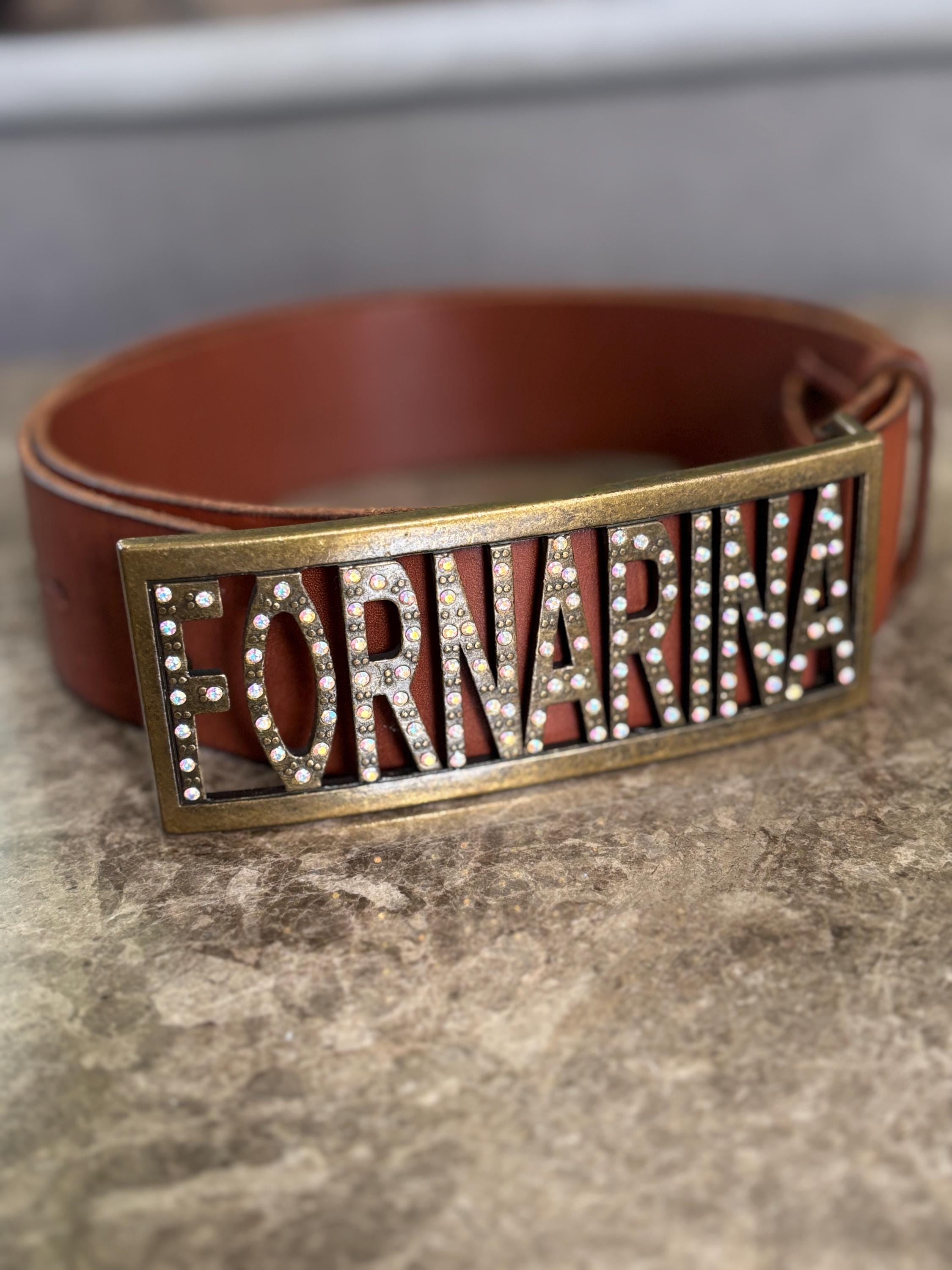 Unisex detachable genuine Italian leather belt rhinestones y2k size XL AWAYTR Vintage Rhinestone Belt, Wide Buckle Bling Rivet  main image 3