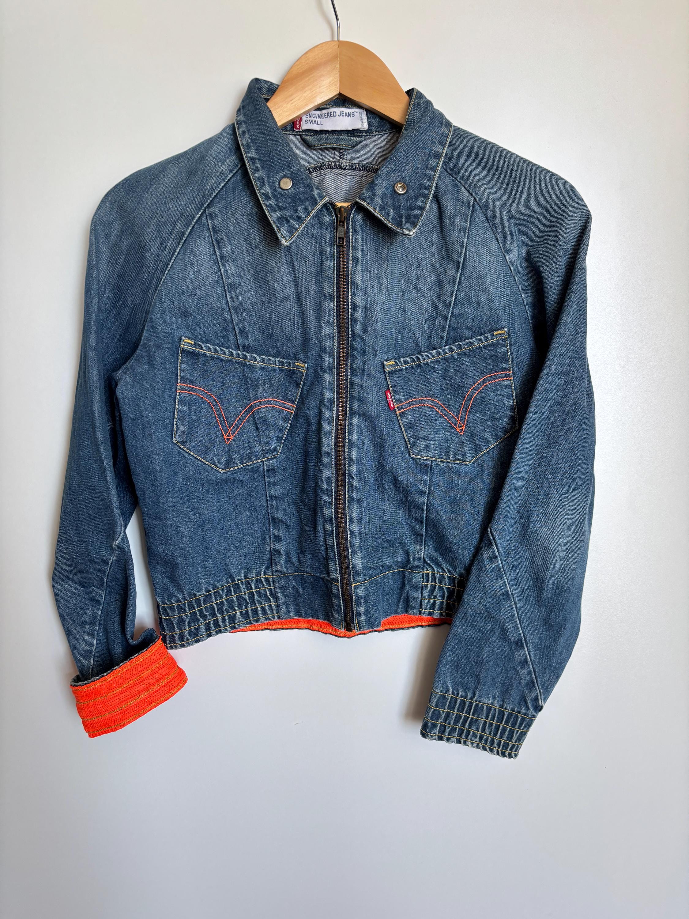 Y2K Levi's Engineered Cropped Denim Jacket: Red Tab, Elastic