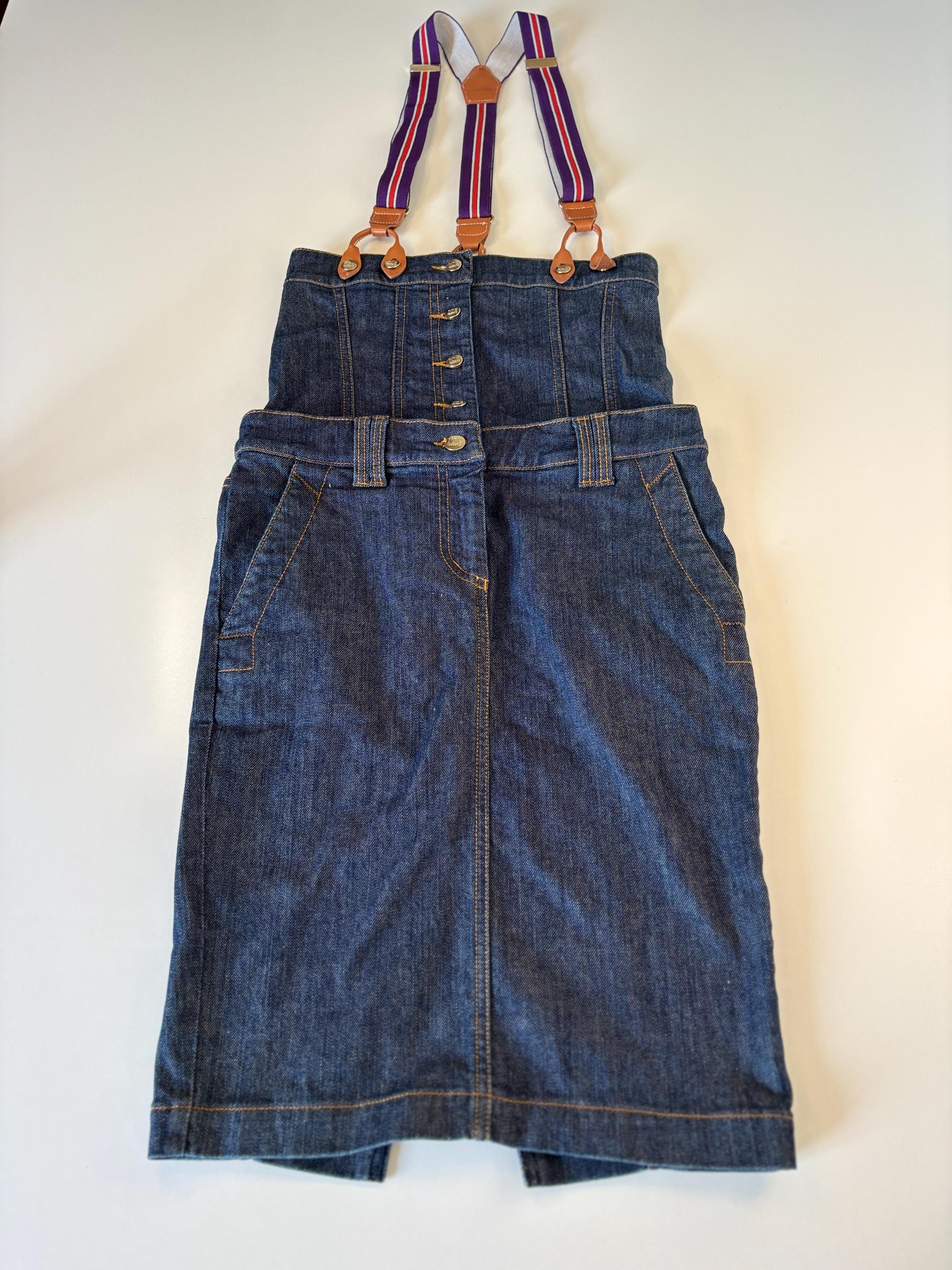 denim suspender skirt dress POL Denim and Crochet Suspender Skirt